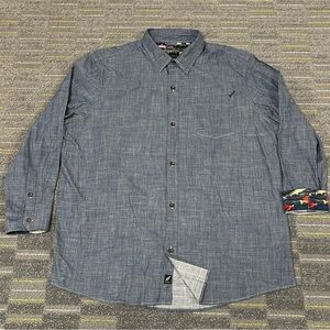 Pladra Shirt Mens 3XL Denim Color Button Up Fish Flip Cuff Collar Outdoor